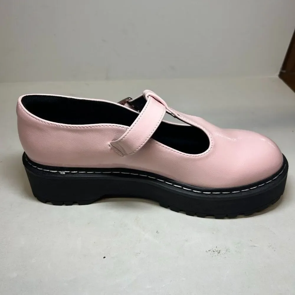 Wild Pair Womens 9.5 M Pink Patent Amalie Mary Jane Buckle Platforms NIB IY0